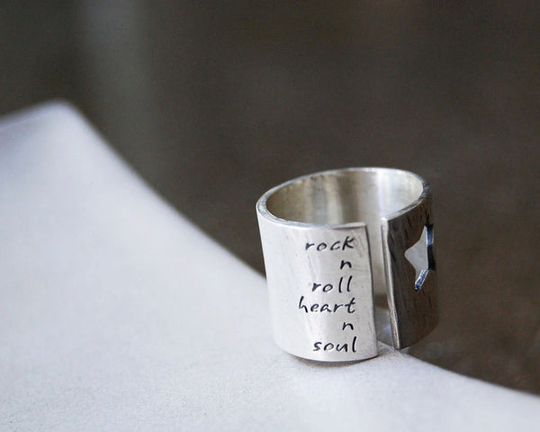 Rock Star Ring with Personalized Words or Lyrics