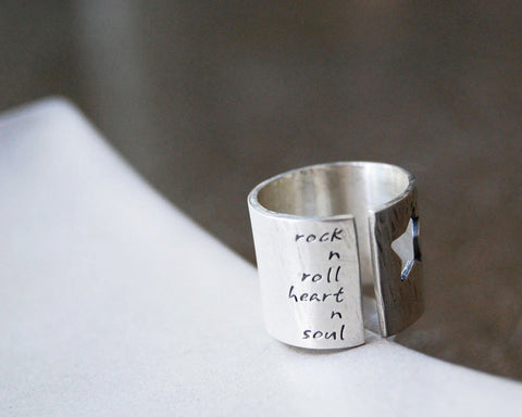 Rock Star Ring with Personalized Words or Lyrics