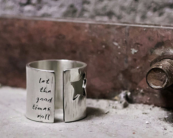 Rock Star Ring with Personalized Words or Lyrics