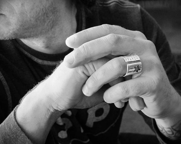 Men's Rock Star Ring with Custom Words or Lyrics