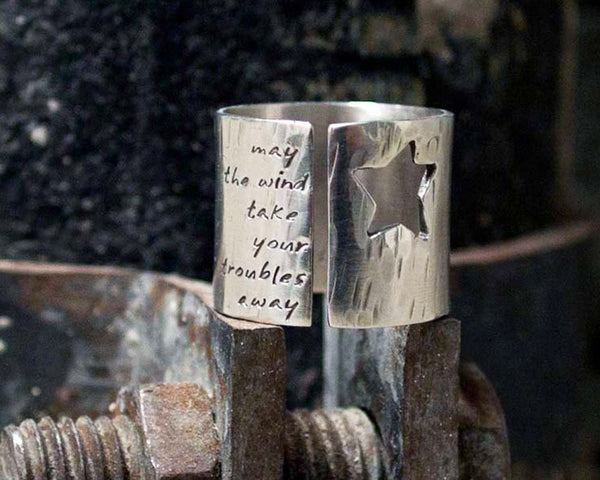 Men's Rock Star Ring with Custom Words or Lyrics