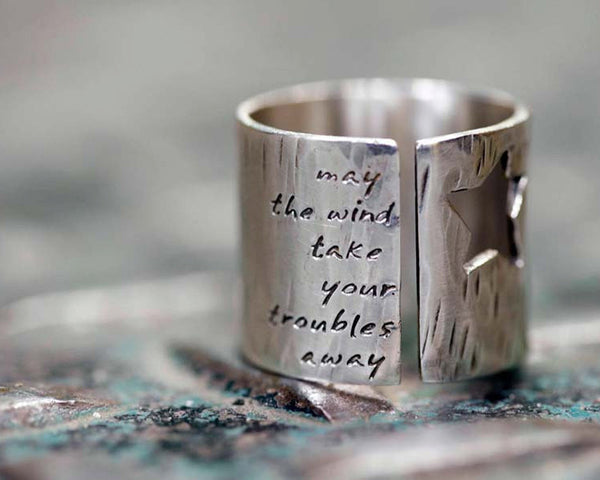 Men's Rock Star Ring with Custom Words or Lyrics