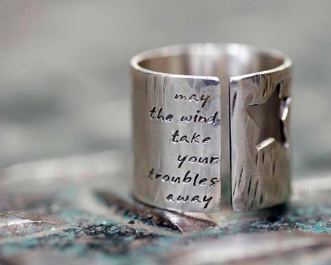Men's Rock Star Ring with Custom Words or Lyrics