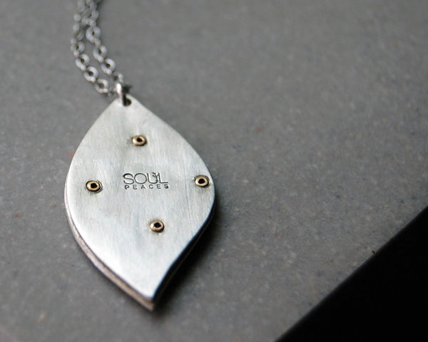 Rustic Leaf Photo Necklace with Rivets- Personalized