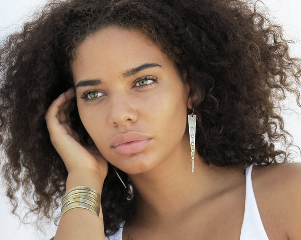 Sexy Rocker Studded Earrings in Brass