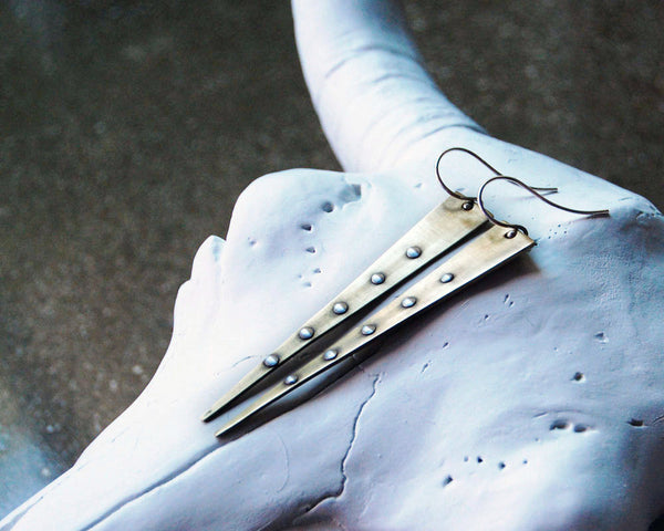 Sexy Rocker Studded Earrings in Brass