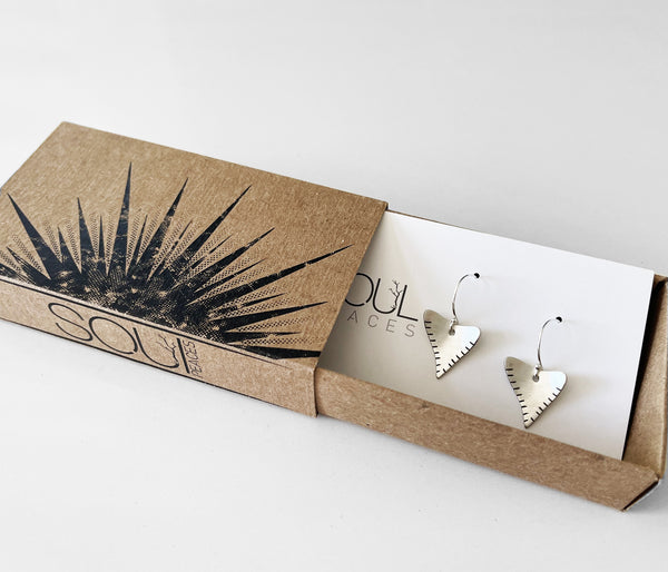 Shark Tooth Shape Earrings in Silver- Rustic Triangle Earring