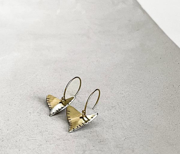 Shark Tooth Shape Earrings in Silver- Rustic Triangle Earring