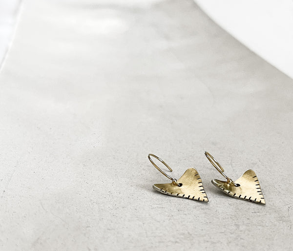 Shark Tooth Shape Earrings in Silver- Rustic Triangle Earring
