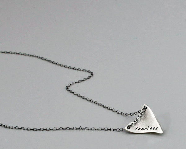 Sharks Tooth Shape Necklace- Fearless or Custom Word