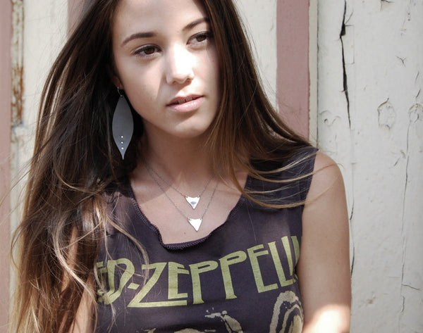 Sharks Tooth Shape Necklace- Fearless or Custom Word