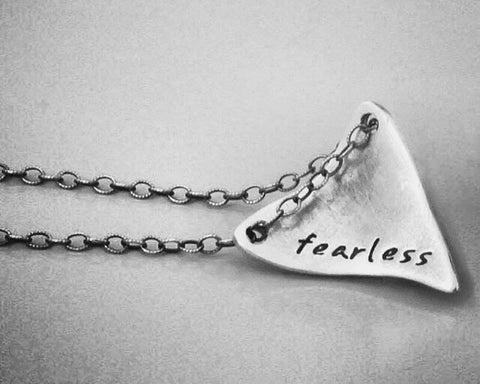 Sharks Tooth Shape Necklace- Fearless or Custom Word