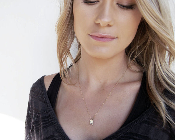 She Talk to Angels- Mini 10k Gold Wings Necklace