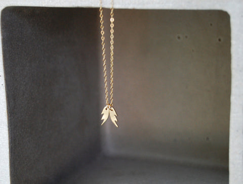 She Talk to Angels- Mini 10k Gold Wings Necklace