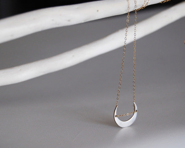 Moonlight Sideways Moon Necklace