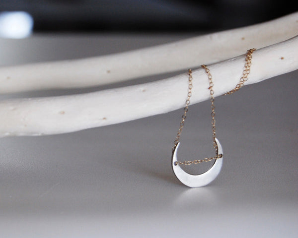 Moonlight Sideways Moon Necklace