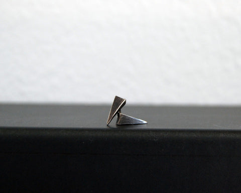 Spike Ear Studs in Brushed Silver or Oxidized Black