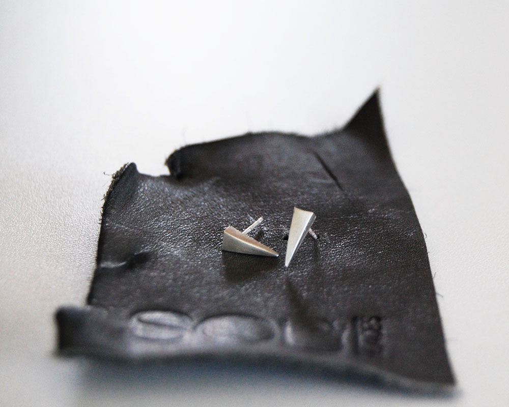 Spike Ear Studs in Brushed Silver or Oxidized Black - Soul Peaces