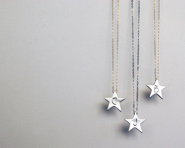 Shining Star Initial Necklace- Handcrafted Sterling Silver