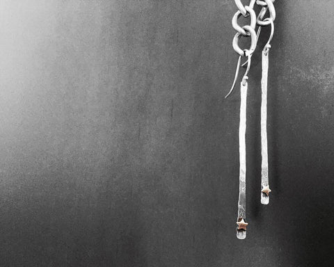 Rock Star Earrings with Brass Star Rivet