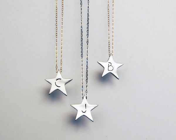 Shining Star Initial Necklace- Handcrafted Sterling Silver
