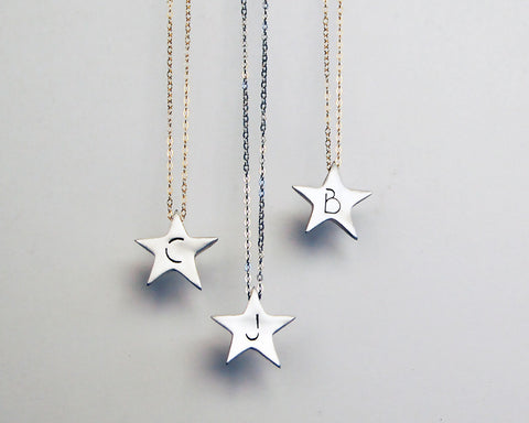 Shining Star Initial Necklace- Handcrafted Sterling Silver
