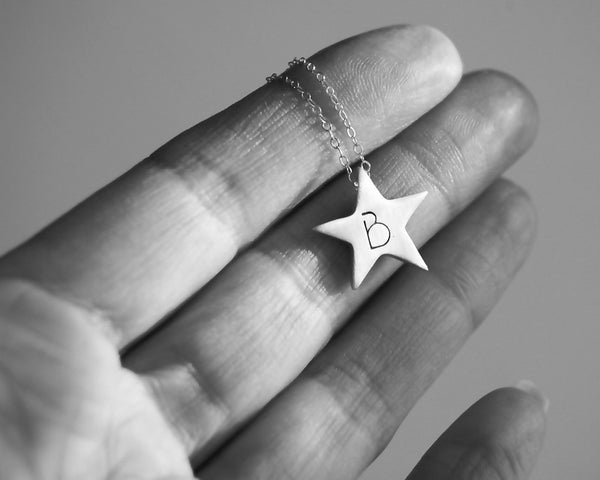 Graduation Necklace- Shining Star Initial Necklace- Handcrafted Sterling Silver