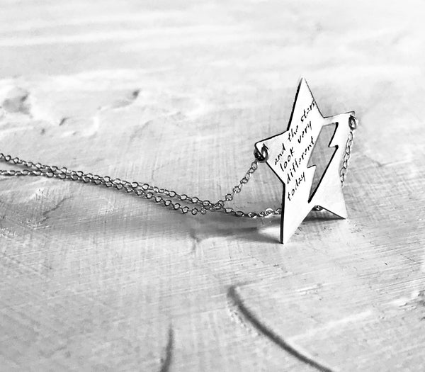 Star Lightning Bolt Necklace- Custom Words or Lryics
