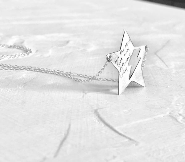 Star Lightning Bolt Necklace- Custom Words or Lryics