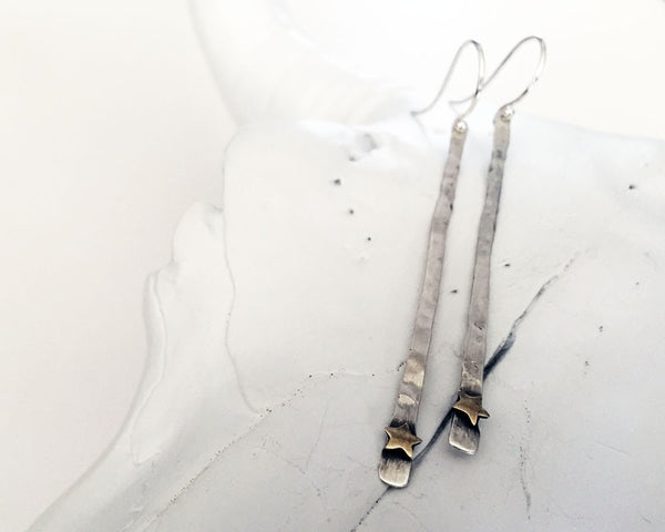 Rock Star Earrings with Brass Star Rivet