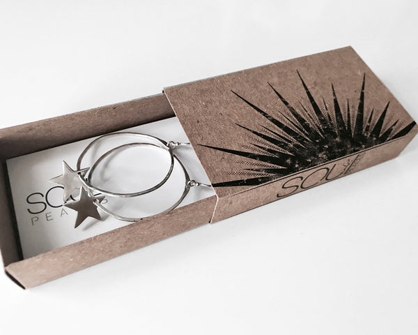 Star Hoop Earrings- Handcrafted Sterling Silver in Custom Size