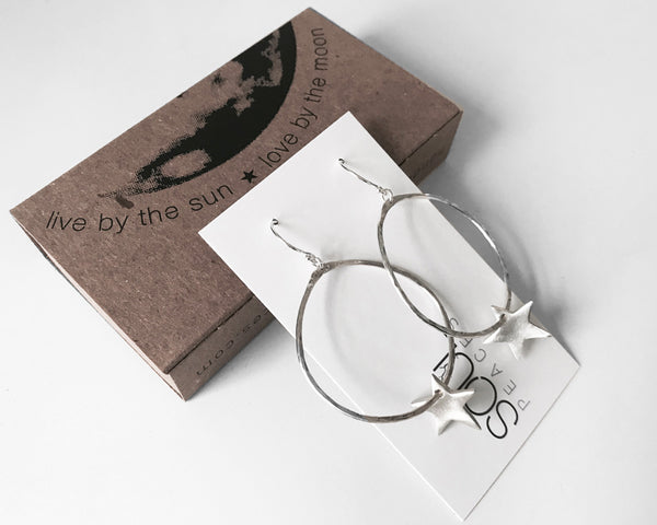 Star Hoop Earrings- Handcrafted Sterling Silver in Custom Size