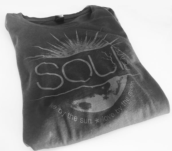 Live by the Sun Love by the Moon Rocker Boyfriend T-Shirt in Coal- Cozy Casual tee