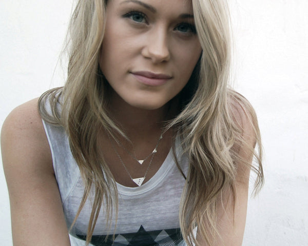 Tiny Three Triangles Necklace- Silver Pyramids of Giza