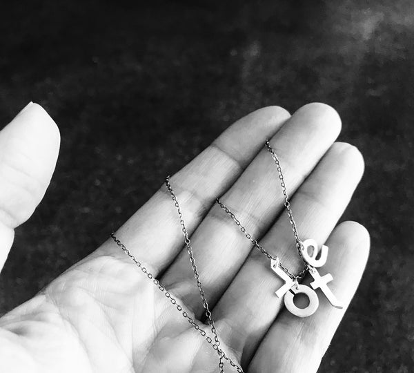 Vote Necklace- Rustic Handcrafted Letter Initial Necklace in Sterling Silver or Yellow Brass