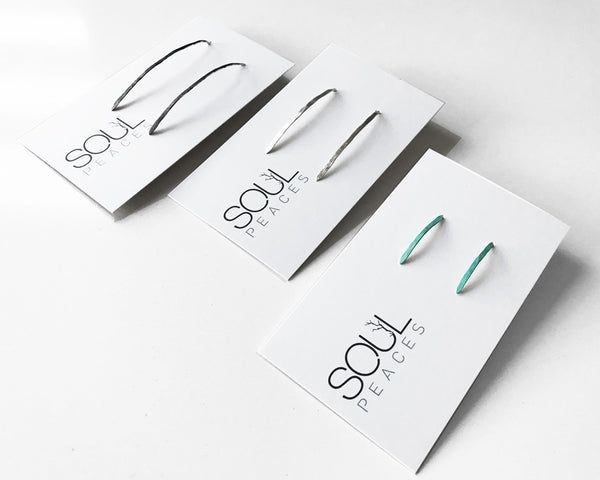 Wrire Threader Earrings custom size in Sterling Silver, Black or Turquoise