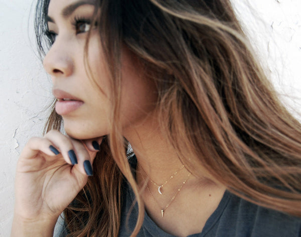 Gold Waning Crescent Moon Necklace