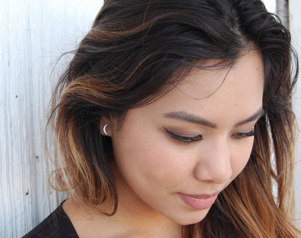 Waning Crescent Moon Studs