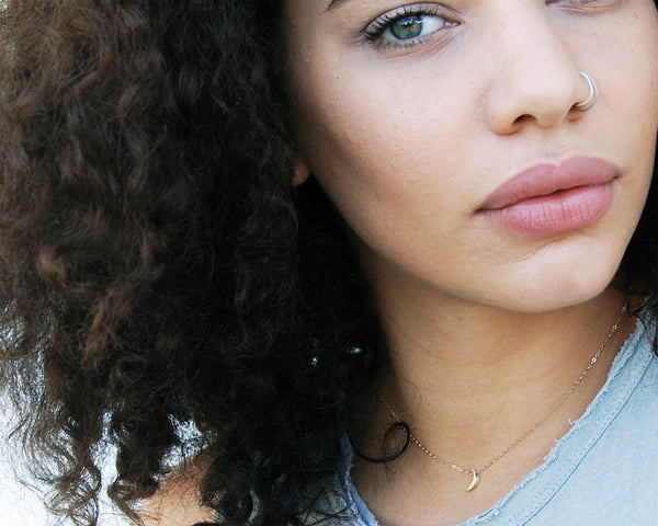 Gold Waning Crescent Moon Necklace